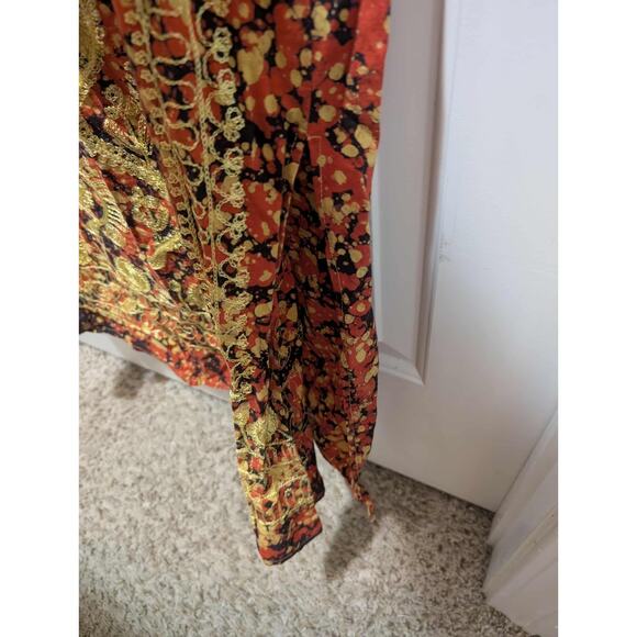 "Golden Hour" Vintage Pakistan Chain Gold Stitched Red Maxi Dress Size M Kurta - Picture 8 of 11